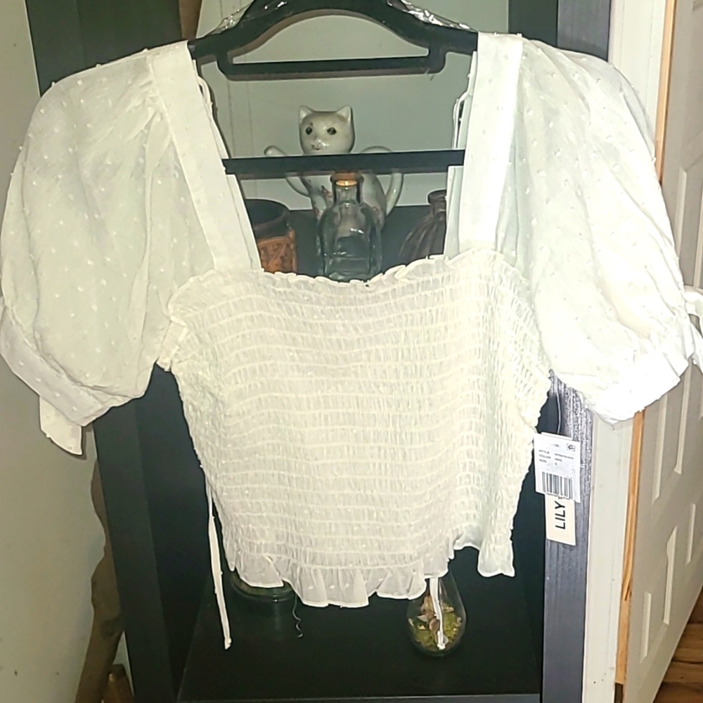 Lily Star Boho Shirt, White, women's sz Small, NWT! 2 for $30